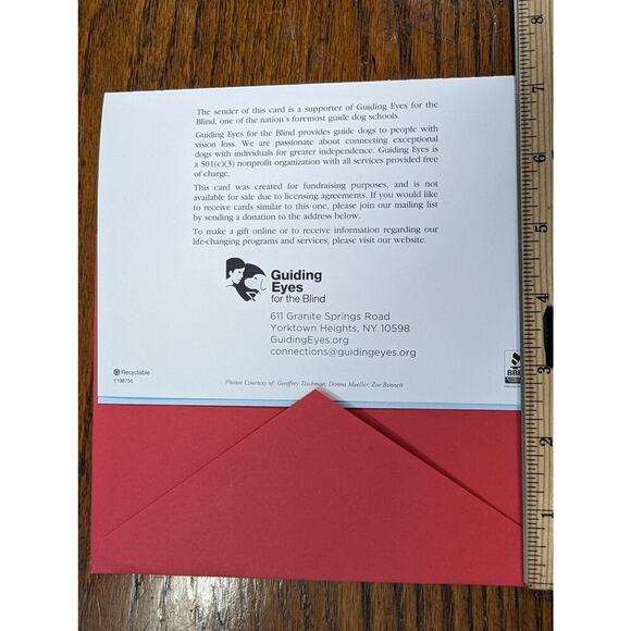 Vtg Guiding Eyes Yellow Black Lab Puppy Dog Christmas Holiday Greeting Card New - Picture 3 of 3